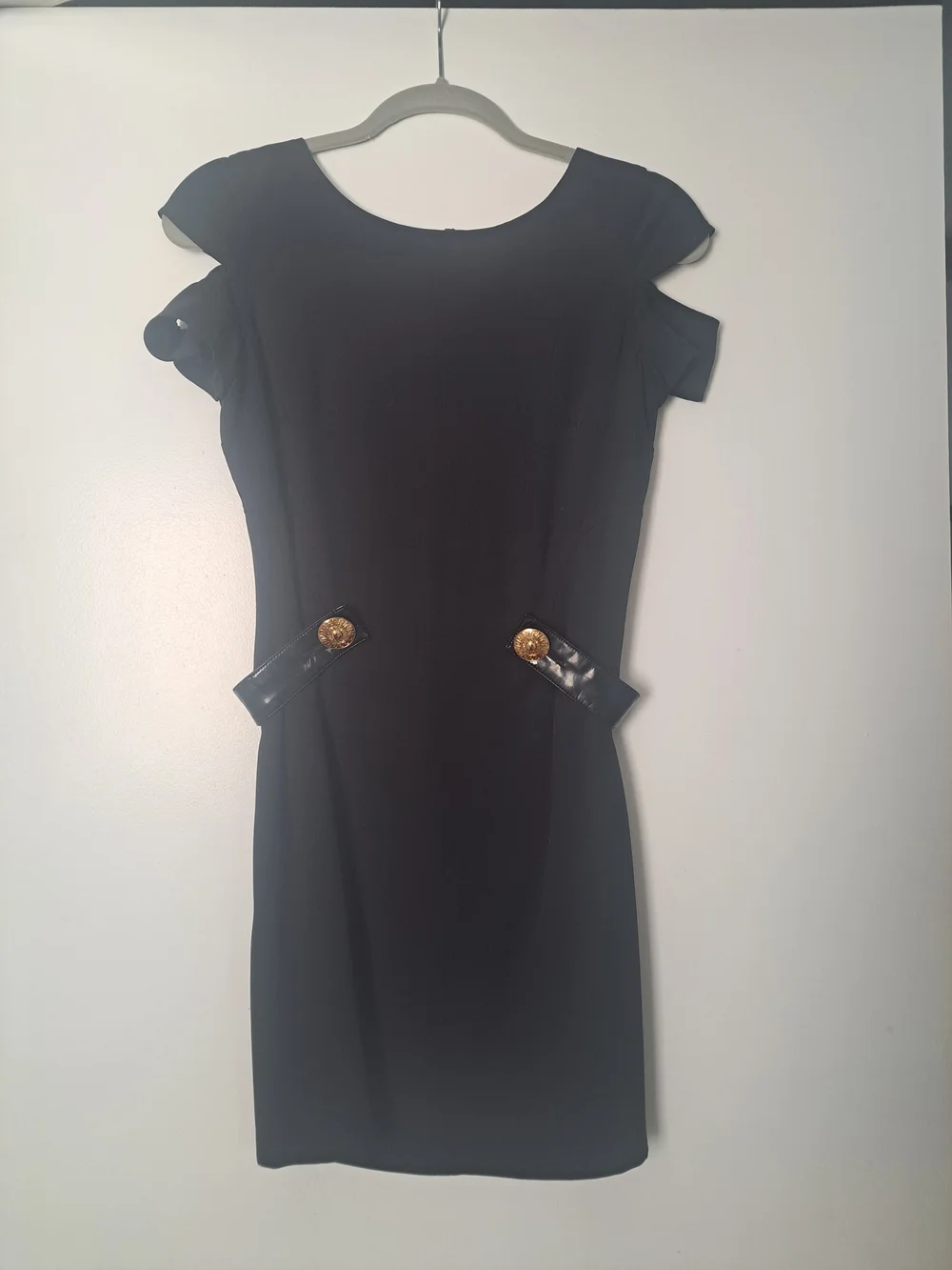 Versace for H&M Black Mini Dress with Gold Medallion Detail